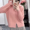 Autumn's new lapel zipper tweed sweater for women, a laid-back style coat, a short and elegant, niche knitted cardigan for women details Picture